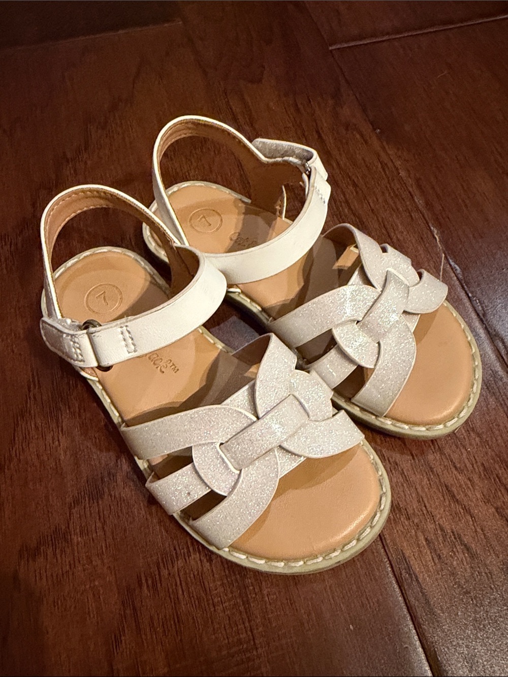 Cat & Jack Cream Glitter Braided Toddler Sandals